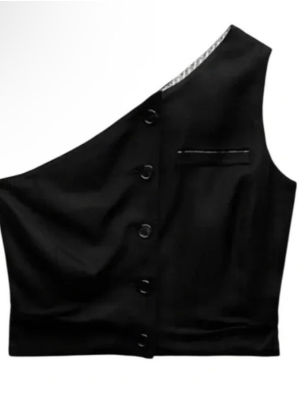 Zara Asymmetrical One Shoulder Button Front